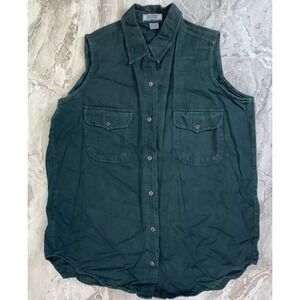 VTG Sostanza Med Green 100% Cotton Pocket Waistcoat‎ Vest Outdoor Casual